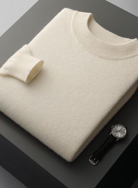 Pure 100 Wool Sweater Men's Half-turtleneck Turtleneck Thick