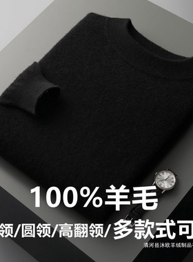 Pure 100 Wool Sweater Men's Half-turtleneck Turtleneck Thick