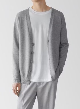 Men's Knitwear Cardigan Business High Casual V-neck Solid lo