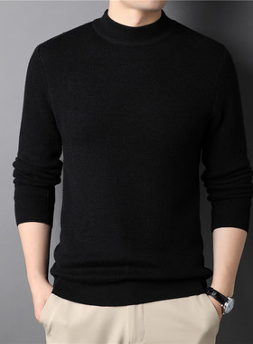 Solid lor Half-high llar Men's Sweater Slim-fit Young Men's
