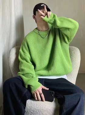 Solid lor Inner Round Neck Men's Korean Style Loose Casual R