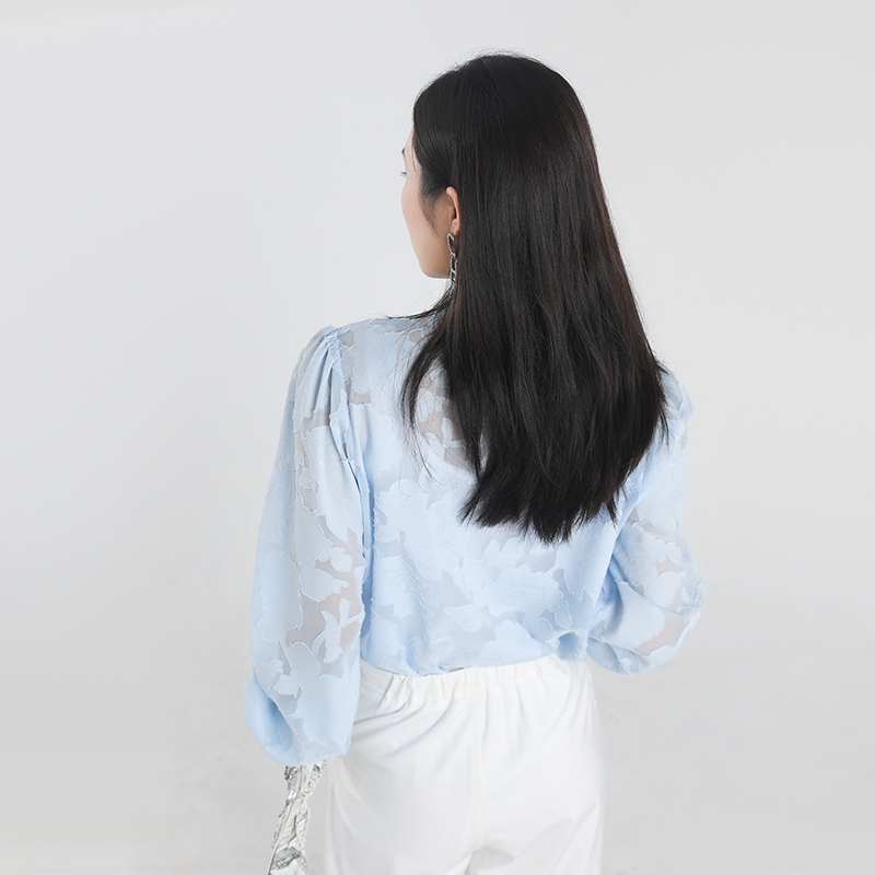 蝴蝶结系带蕾丝衬衫女2022打底衫 娇婵妮衬衫