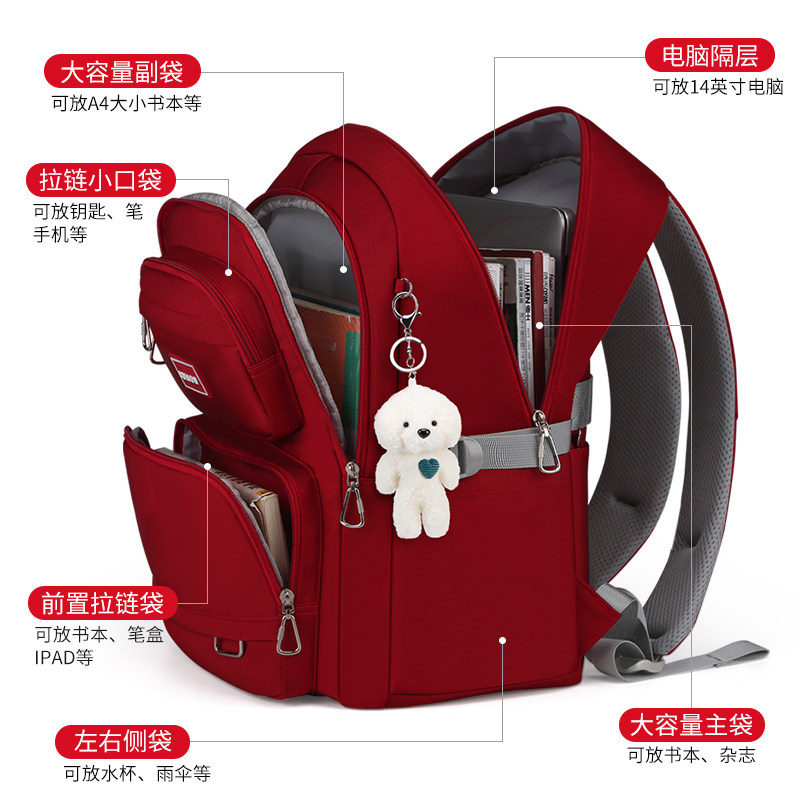 爱迪生女初中生大容量2022风双肩包 迪普森双肩背包