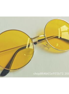 女圆形太子镜司机眼镜夜间驾驶镜复古夜视镜海洋片圆框太阳镜