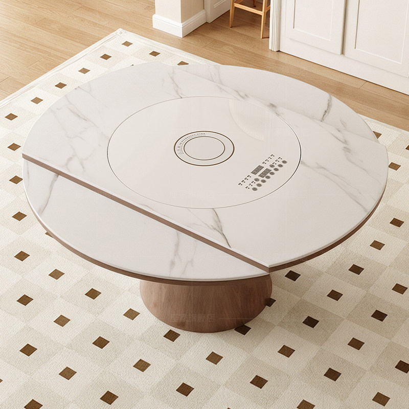 政府补贴座家智能岩板餐桌家用带转盘方圆两用实木新型可折叠饭桌,淘宝优惠券,粉丝福利购,淘宝优惠卷