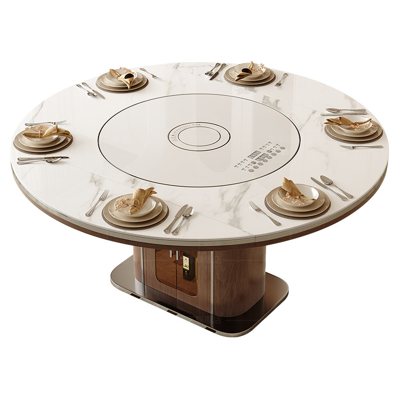 政府补贴座家岩板餐桌家用法式复古风带智能转盘实木方圆伸缩桌子,淘宝优惠券,粉丝福利购,淘宝优惠卷