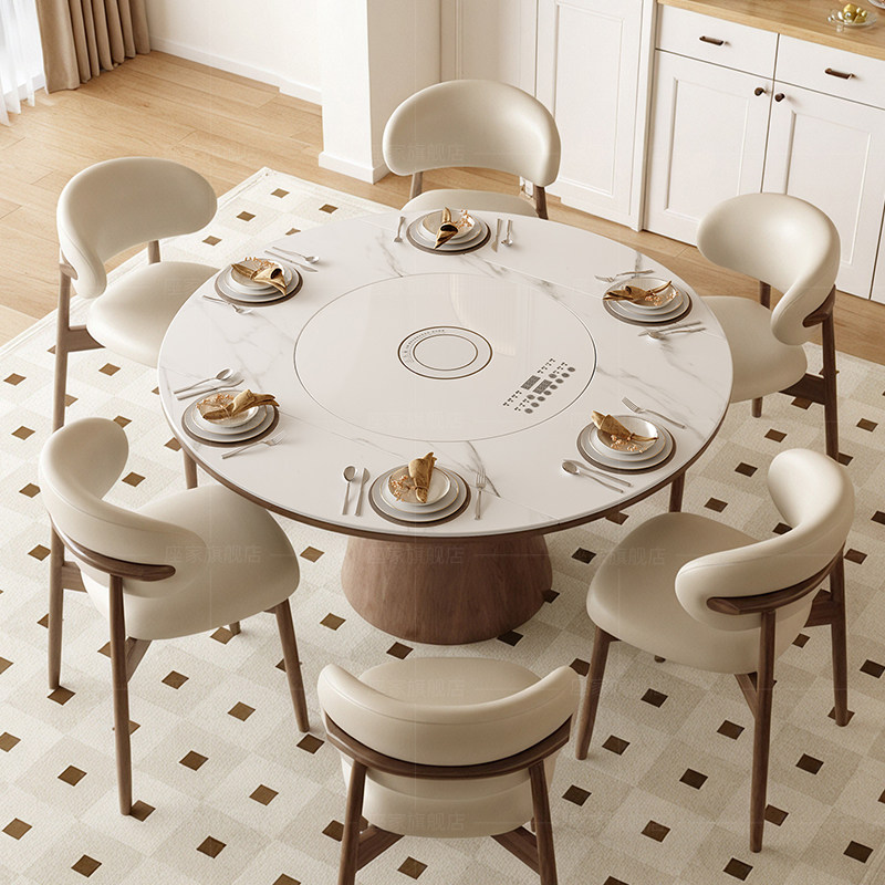 政府补贴座家智能岩板餐桌家用带转盘方圆两用实木新型可折叠饭桌,淘宝优惠券,粉丝福利购,淘宝优惠卷