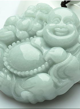 翡翠A货大肚弥勒佛吊坠