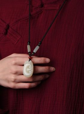 天然白玉如意吊坠吉祥男