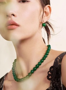 ZEGL绿色玛瑙串珠新中式项