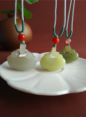 天然和田玉宝锁长命如意坠