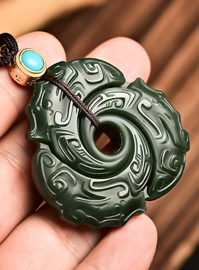 天然和田玉塔青一细料璇玑