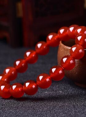 天然红玛瑙水晶男女款圆珠