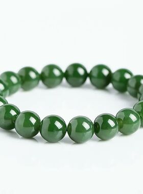 青玉圆珠手链碧串菠菜绿款