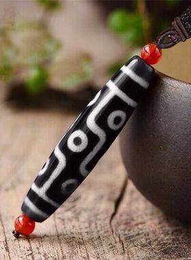 九眼老天珠吊坠项链天然