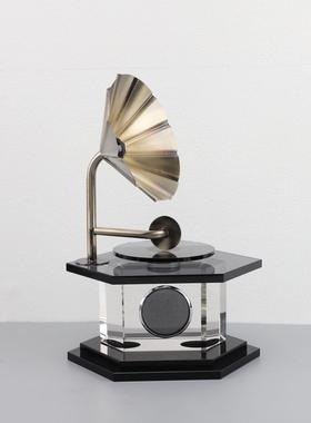 中式复古留声机样板房售楼部卧室客厅电视柜床头桌面玄关饰品摆件