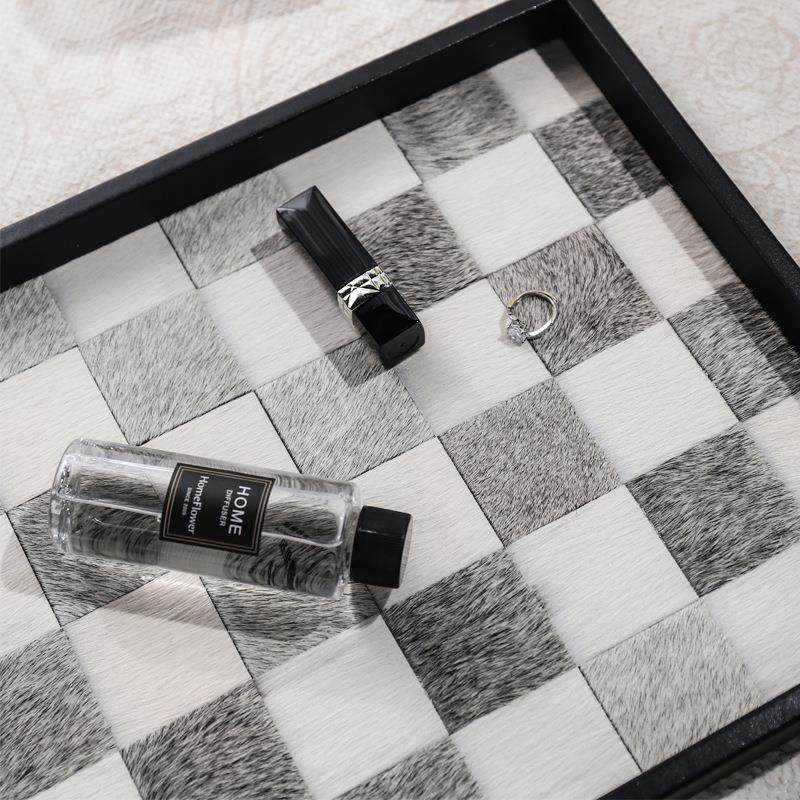 多莫家居香薰马毛棋盘格托盘摆件ins风北欧首饰咖啡杯桌面收纳盘,淘宝优惠券,粉丝福利购,淘宝优惠卷