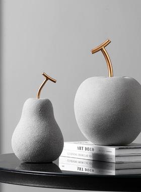 创意现代简约陶瓷梨子水果摆件客厅玄关电视柜样板房家居软装饰品