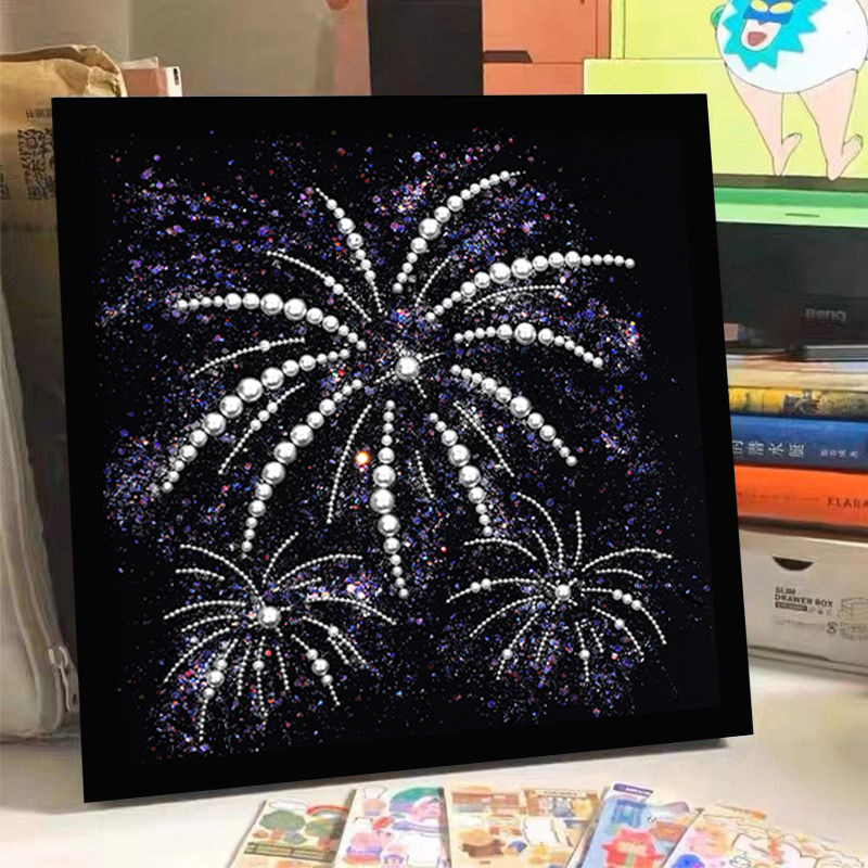 蝴蝶珍珠画手工diy氛围感材料包涂色填充治愈艺术家居立体装饰画