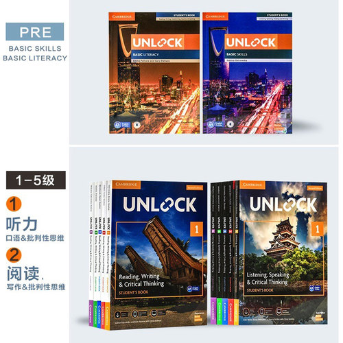 原版进口剑桥初中英语教材Unlock教材第二版Reading Writing Listening Speaking 1 2 3 4 5 阅读写作听力口语 剑桥少儿英语教材 - 图0