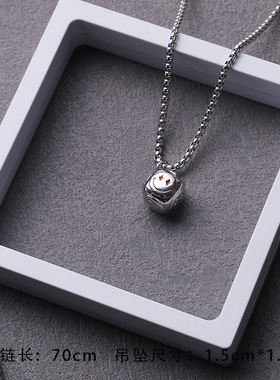 钛钢骰子笑脸项链男女hiphop嘻哈街头吊坠小众网红挂坠配饰链子