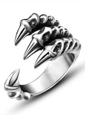 锐利龙爪开口指环圈复古新设计哥特式潮流鹰爪戒指个性霸气男女环