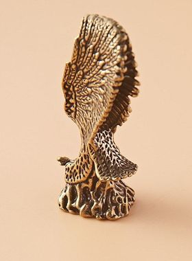 实心黄铜老鹰雄鹰展翅复古大展宏图居家装饰工艺品桌面茶宠小摆件