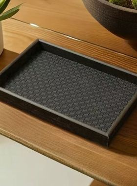 高级木纹色收纳托盘轻奢浴室卫生间洗手台化妆品饰品香薰置物盒