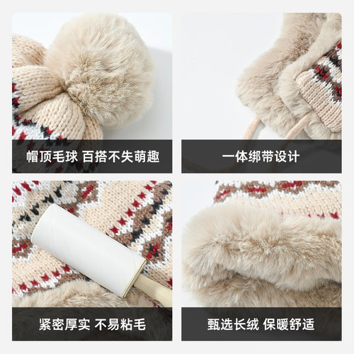 东北帽子女冬季加绒加厚保暖护耳毛线帽哈尔滨旅游防寒装备雷锋帽 - 图3