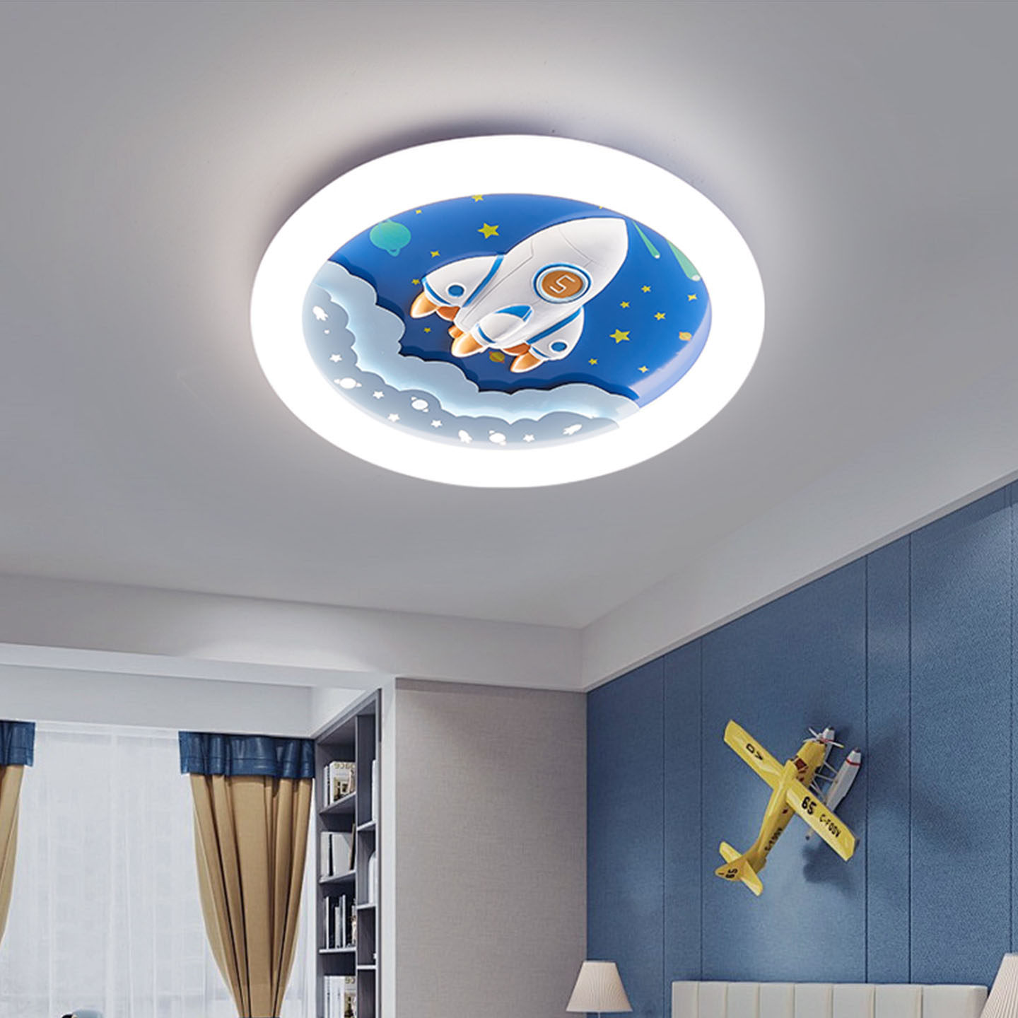 儿童房灯护眼卧室灯男孩创意宇航员女孩公主简约卡通吸顶灯具,淘宝优惠券,粉丝福利购,淘宝优惠卷