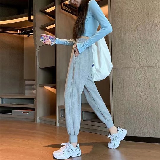 Sports pants for men and women, autumn and winter, velvet thickened sweatpants, loose leg warmer casual pants