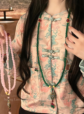 流光溢彩珠玛瑙项链新中式复古