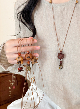 虎眼石小熊狗狗项链小众设计