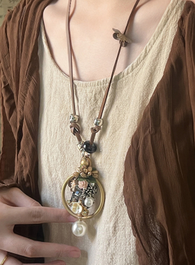 花朵挂脖项链小众设计感复古