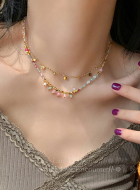 2025新款太阳花双层叠戴精致项链女轻奢小众气质choker锁骨链配饰