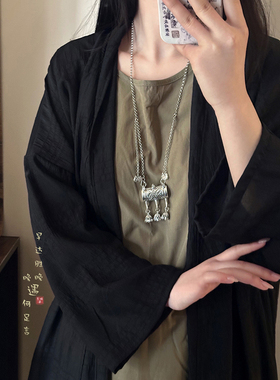 做旧平安锁流苏项链新中式古风