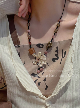 花朵抽绳项链新中式高级感民族风