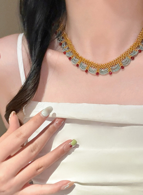 小米珠蕾丝项链新中式国风