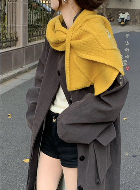 纽扣交叉保暖围巾冬季巨好看