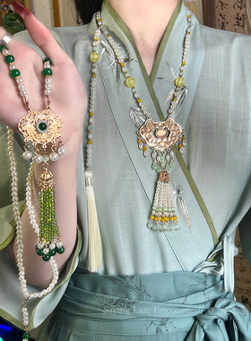 明制汉服璎珞项链平安锁吊坠项链