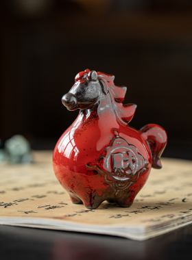 陶瓷小福马摆件马年生肖吉祥物