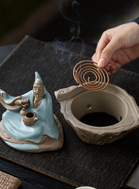 汝窑茶圣陆羽香炉摆件