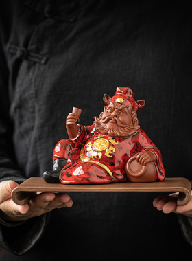 【钟馗醉酒】陶瓷天师钟馗摆件