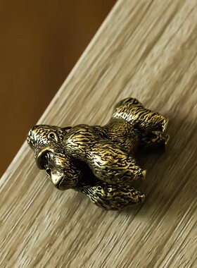 仿古黄铜金刚大猩猩茶几茶台茶宠办公室桌面小摆件铜铸摆饰装饰品