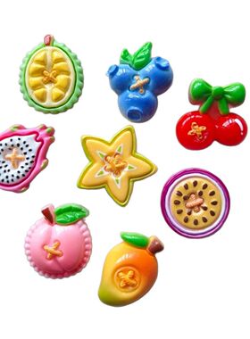 仿真切片水果树脂发夹发圈diy配件冰箱贴鞋口钥匙扣耳钉材料配件