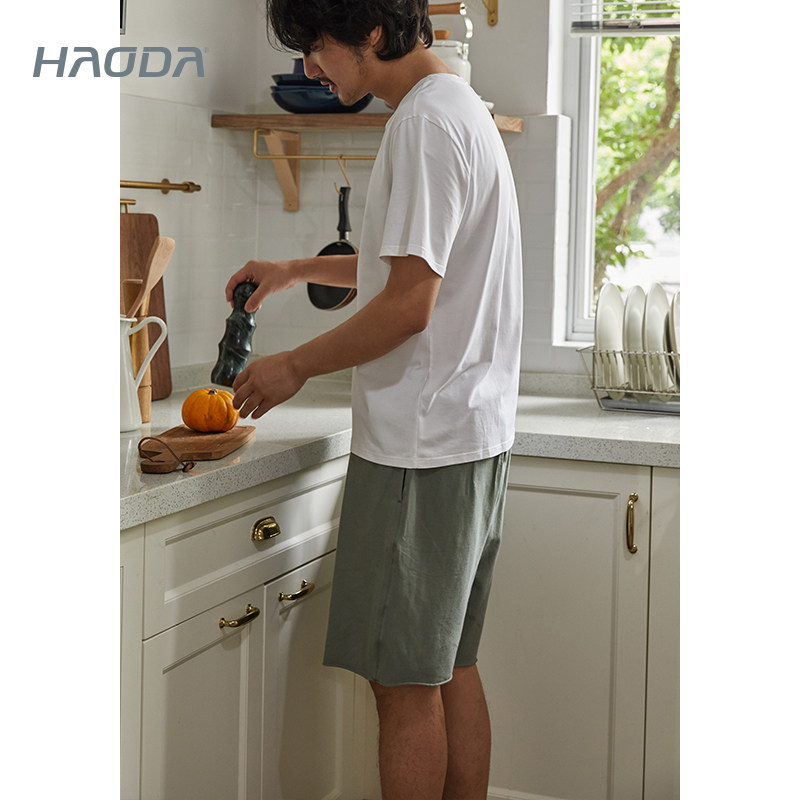 【清仓】昊达睡衣男短裤睡裤弹性裸感透气针织棉简约春夏季可外穿,淘宝优惠券,粉丝福利购,淘宝优惠卷