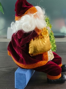 跨境新款圣诞老人绒布坐姿35cm圣诞老人公仔 圣诞家居橱窗摆件