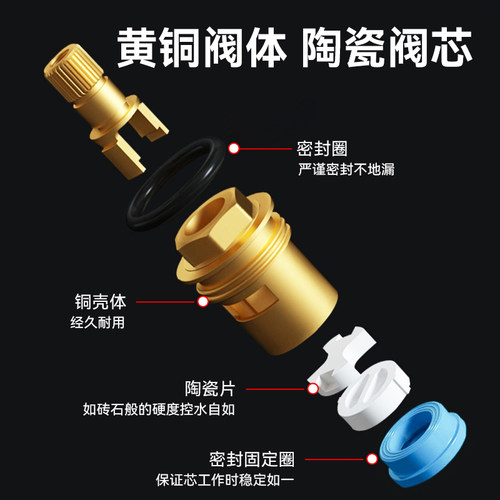 全铜阀芯三角阀门单冷热通用内心快开厨房自来全铜替换配件大全 - 图1