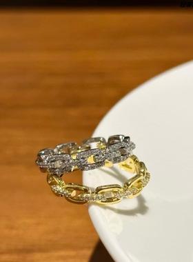 何方JENNIE同款镶钻链条戒指