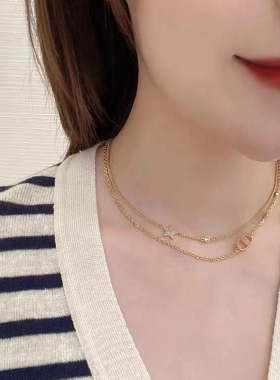 2025新款双层CD项链星星锁骨链